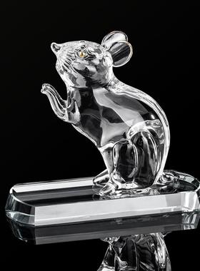 水晶生肖鼠能量摆件招财吉祥物办公室客厅办公桌家居装饰镇宅摆件