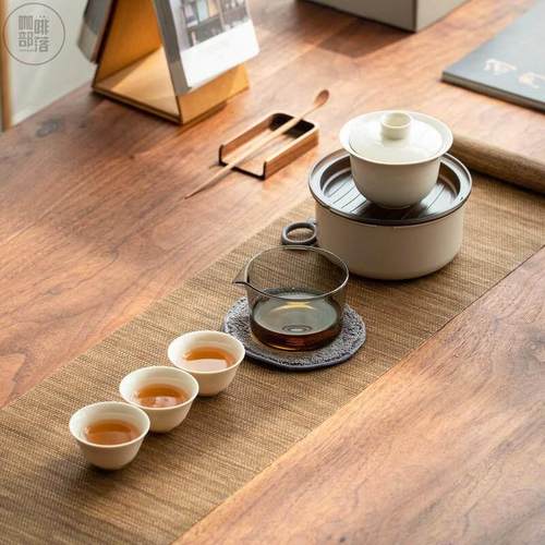 皇啡户外可携式旅行功夫茶具随身套装陶瓷泡茶露营快客杯一壶三杯