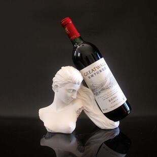 创意美女雕像红酒架现代简约欧式客厅白色人物艺术品家居装饰摆件