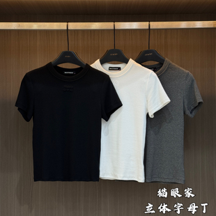 猫眼家-978832立体字母T夏季新款韩版简约时尚百搭短袖T恤