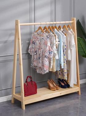 服装商店陈列架地板站立覆古实木儿童服装商店简单的货架妇女服装