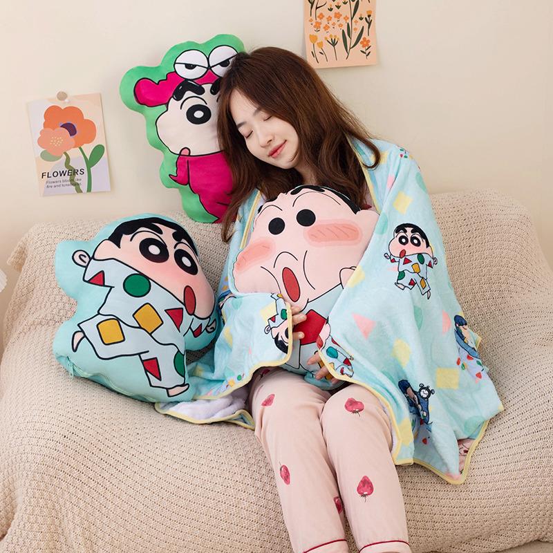 蜡笔小新抱枕毯子二合一被子两用车用汽车睡觉办公室午睡枕头靠枕
