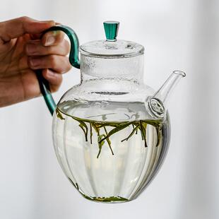 中式玻璃执壶仿宋贵妃泡茶器茶壶绿茶专用茶具耐高温带过滤玻璃壶