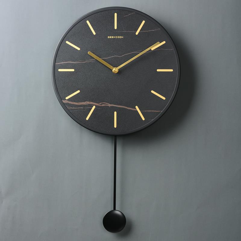 北欧极简挂钟挂墙表客厅ins风墙上个性创意钟表简约现代大理石纹