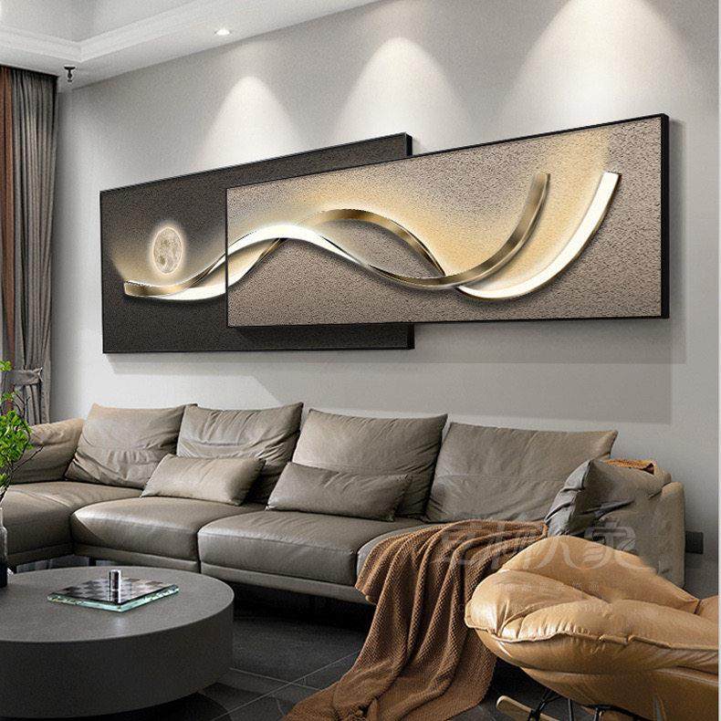 现代客厅重叠装饰画轻奢抽象简约极简风挂画画中画沙发背景墙壁画,家居饰品,现代装饰画,淘宝优惠券,粉丝福利购,淘宝优惠卷