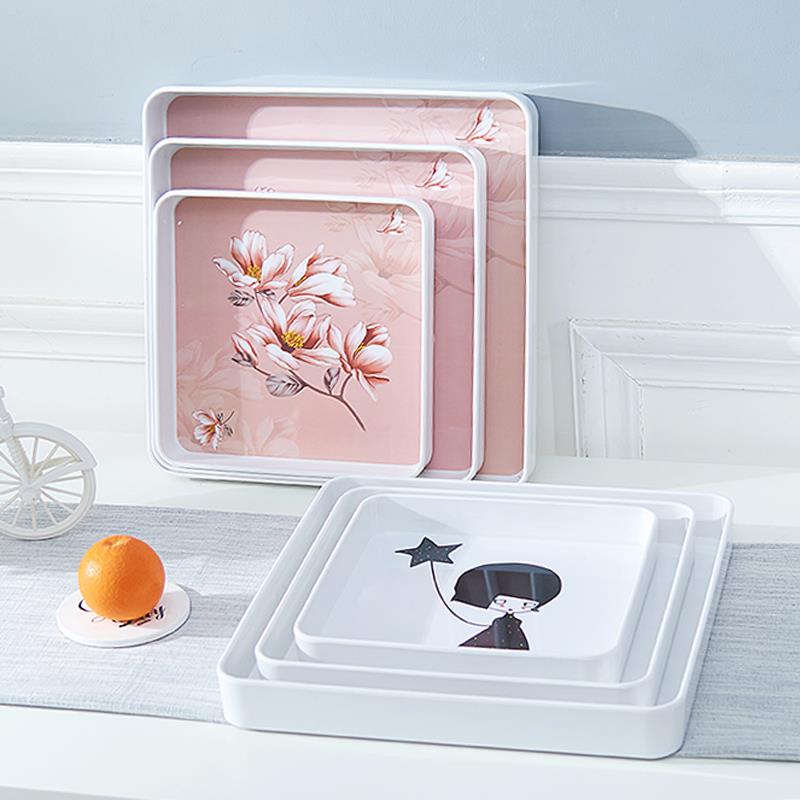 北欧简约正方形托盘家用客厅水杯盘茶盘餐具轻奢高级酒店点心餐盘