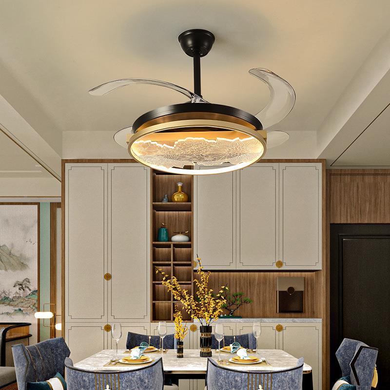 风扇灯新中式餐客厅BJ61隐形吊扇吊灯中风现国代简约厅卧室静音风