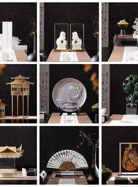 新中式高端客厅酒柜玄关博古架摆件禅意样板间高级感国风软装饰品