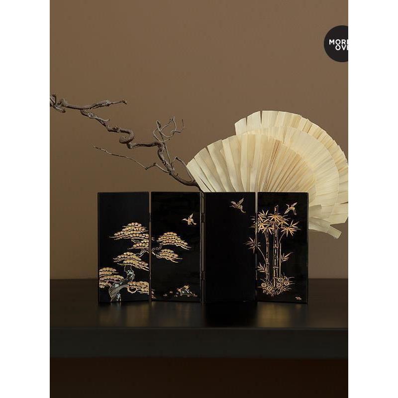 中式桌面屏风摆件装饰画古风装饰品可折叠礼物中国风新中式摆件