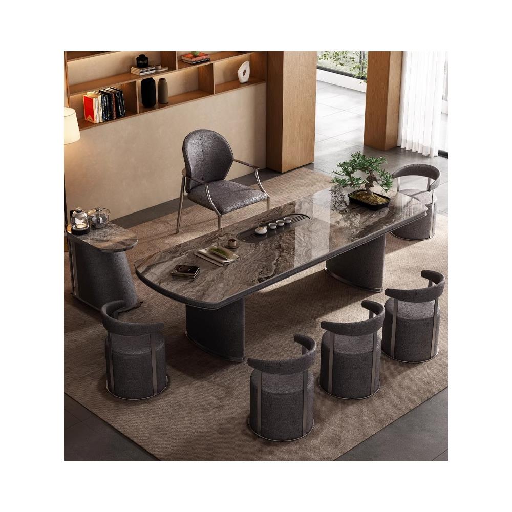 轻奢与高端奢华石材大板茶几家居简约办公水壶集成接待茶几组合