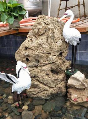 花园庭院彷真树脂仙鹤造景摆设户外假山鱼池装饰动物景观白鹭摆件