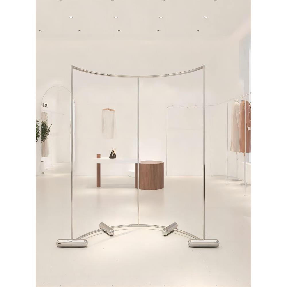 凯尼诗服装展示架弧形不锈钢拉丝银落地式中岛架男女装童装店陈列