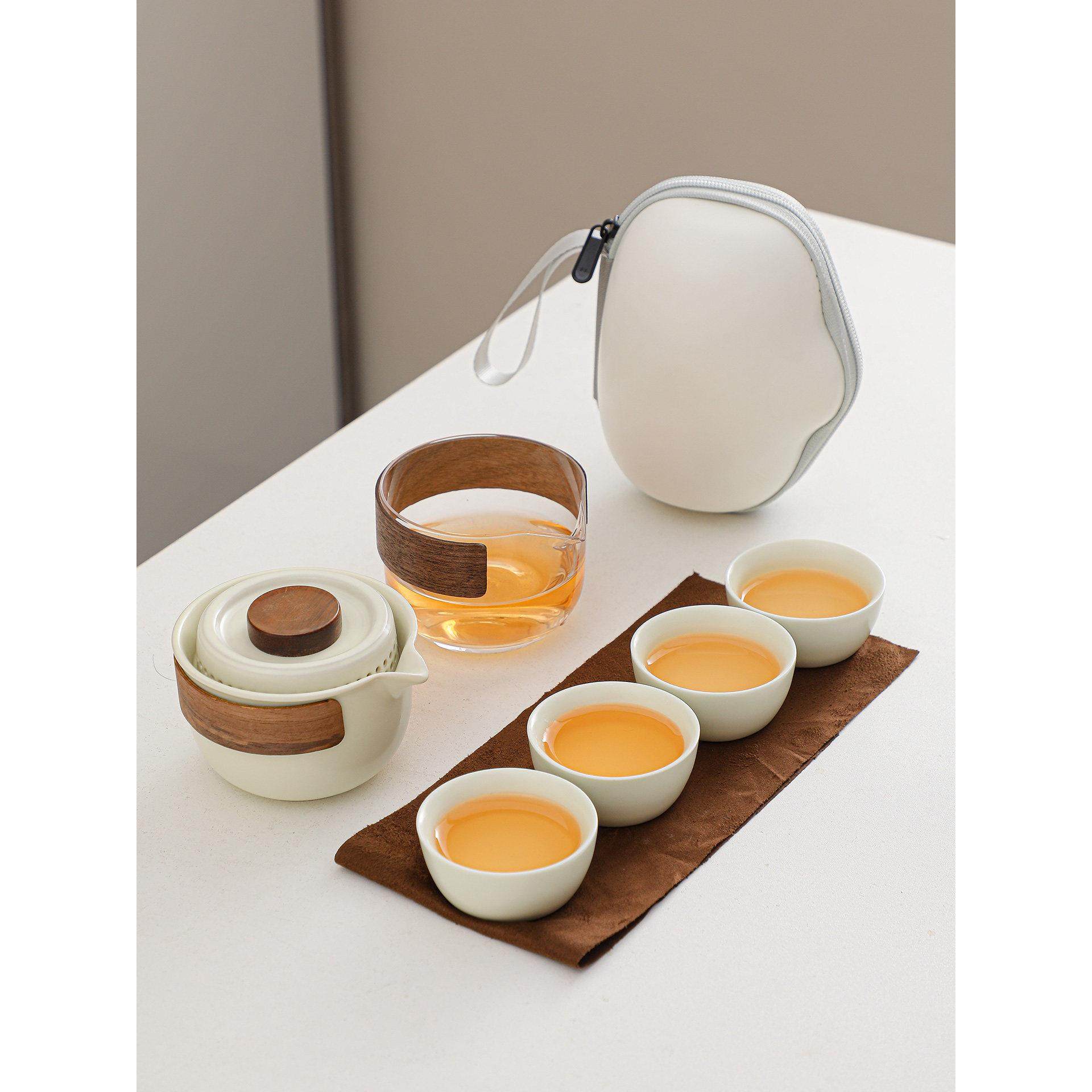 便携式旅行茶具外出携带包快客杯一壶四杯公道杯旅游户外泡茶套装,餐饮具,旅行茶具,淘宝优惠券,粉丝福利购,淘宝优惠卷