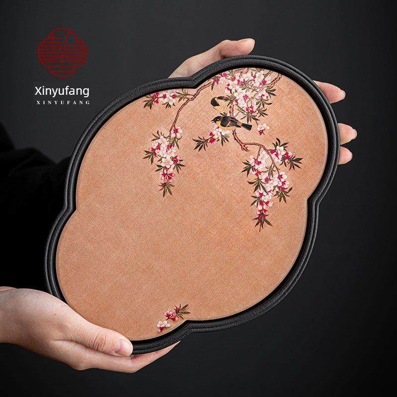 新雨坊小干茶桌吸收茶盘中国海棠形茶壶与陶瓷托盘古代风格茶壶垫,餐饮具,茶盘,淘宝优惠券,粉丝福利购,淘宝优惠卷