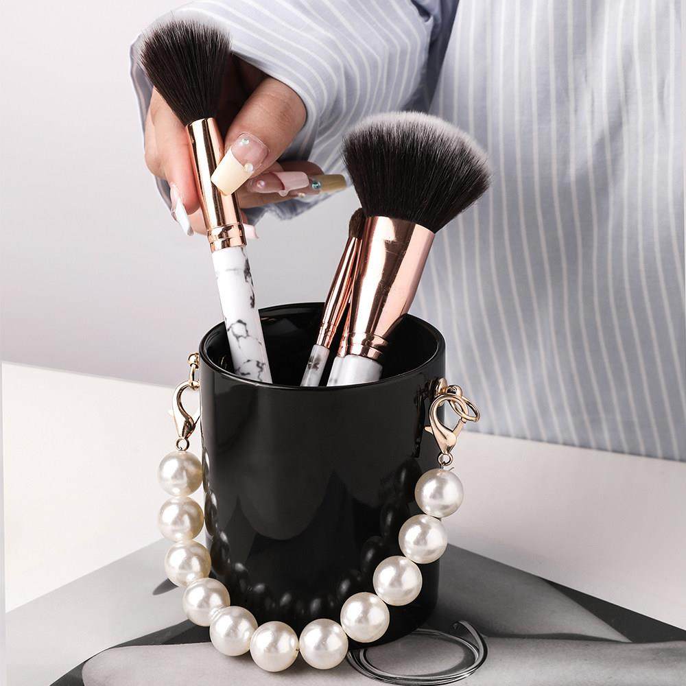态生活手提珍珠陶瓷化妆刷收纳筒轻奢盒悬挂小花瓶桌面摆件装饰品,收纳整理,化妆刷收纳盒/桶,淘宝优惠券,粉丝福利购,淘宝优惠卷