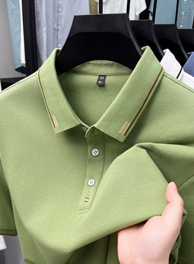 95丝光柔珠棉短袖2025夏新款短袖时尚POLO衫男士高端休闲翻领t恤