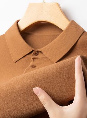 2024中年男士毛衣秋冬季翻领套头内搭纯色长袖T恤百搭打底针织衫