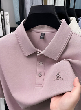 丝光莱赛尔棉纯色翻领短袖男2025夏Polo衫潮流休闲翻领T恤上衣