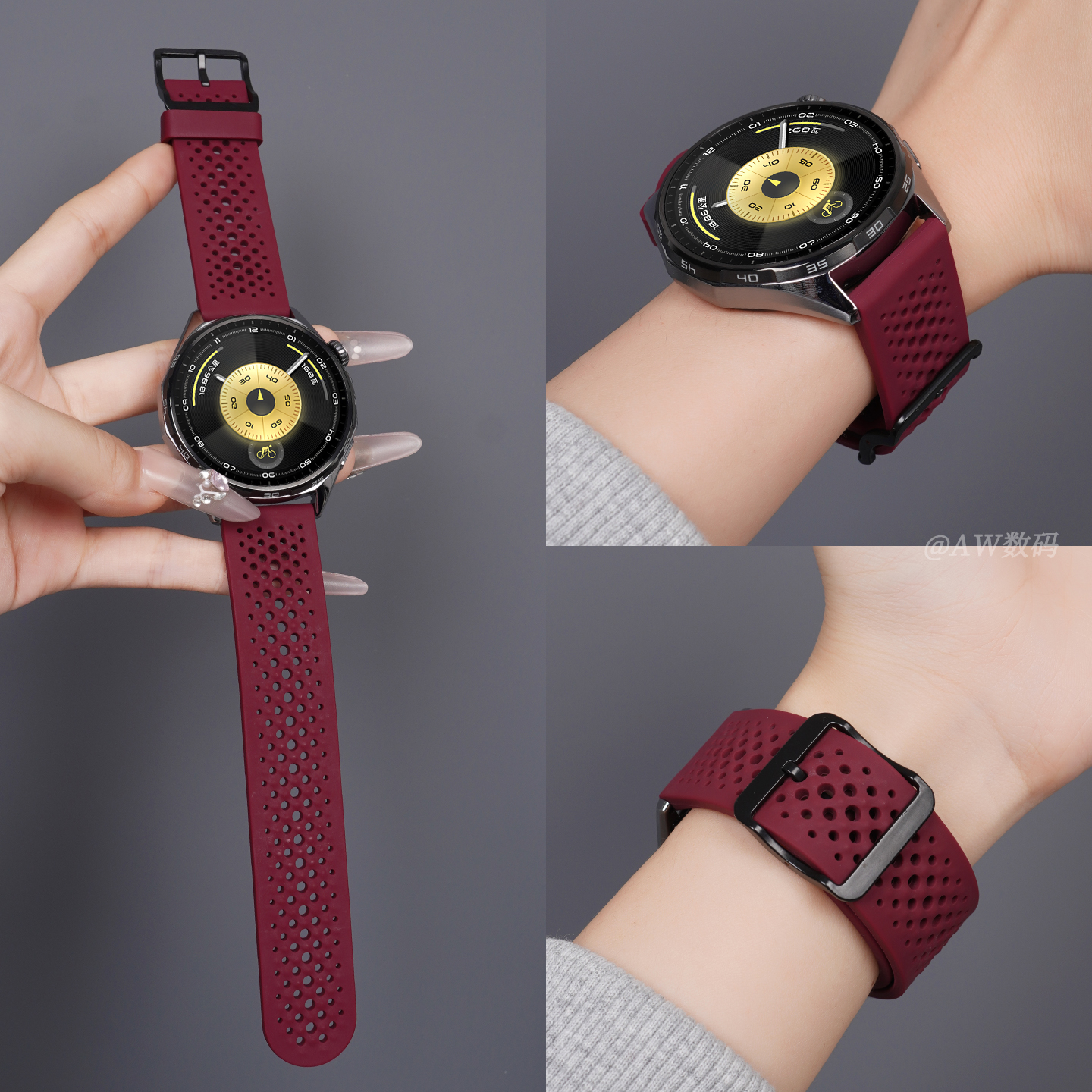 适用华为GT6/5/4/3表带透气硅胶