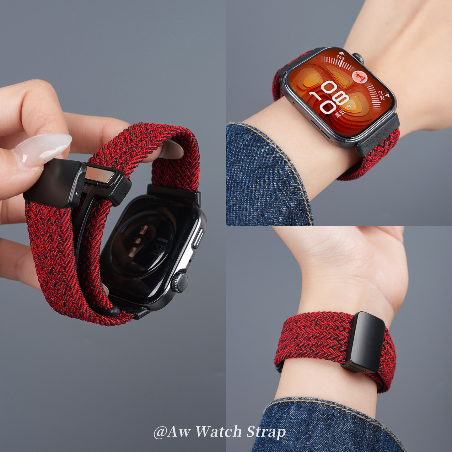 新款适用华为FIT4pro表带FIT3手表男款watchfit4尼龙编织磁吸扣专用腕表带fit3智能手环夏天透气运动女替换带