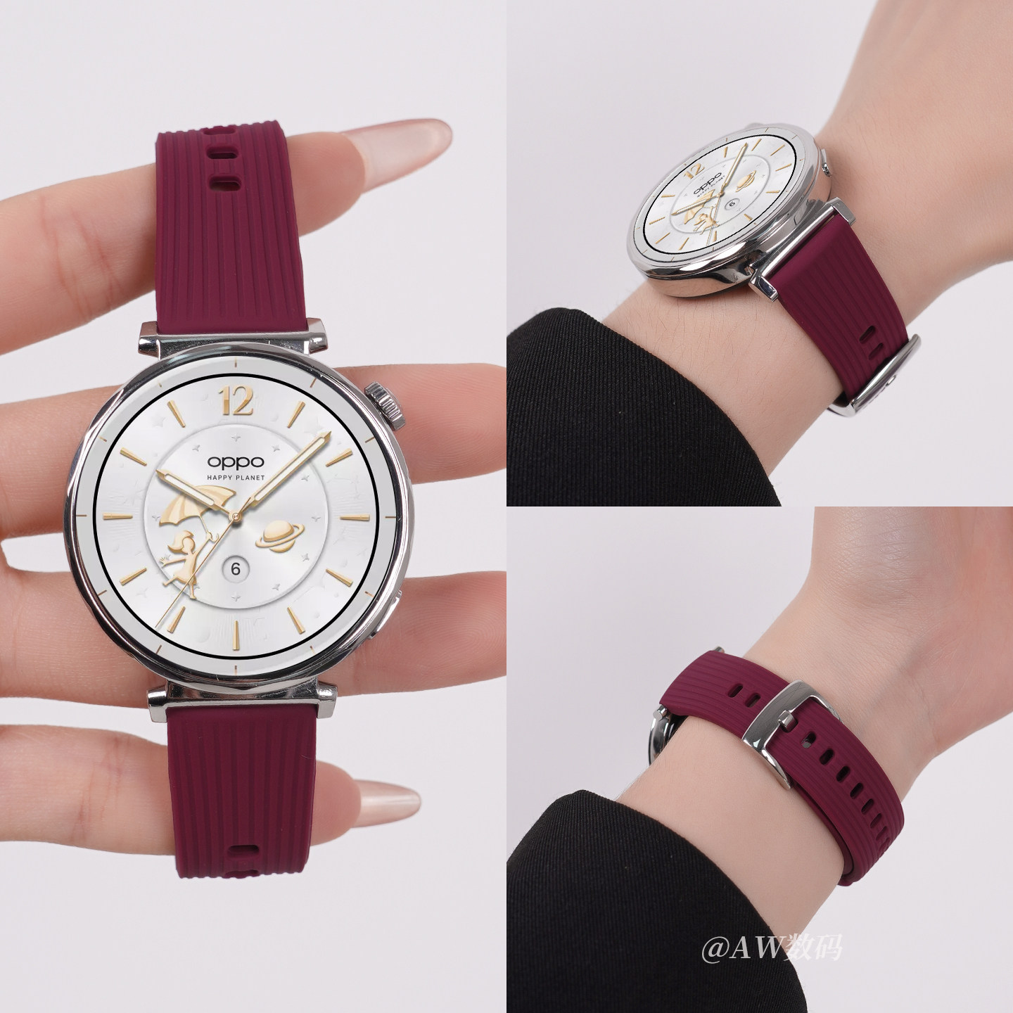 适用oppo手表watchX2mini表带watchx2新款竖纹硅胶针扣4Pro棕色一加手表2透气watchX3/2/1代oneplus替换腕带