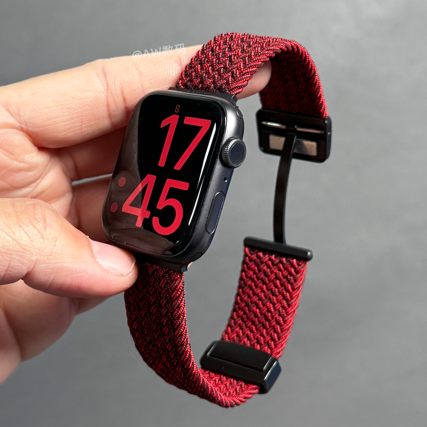 适用苹果手表iwatchs10手表带透气编织尼龙applewatchs9金属磁吸扣腕带s8男款s6创意s7夏季5运动ultra2/1系列