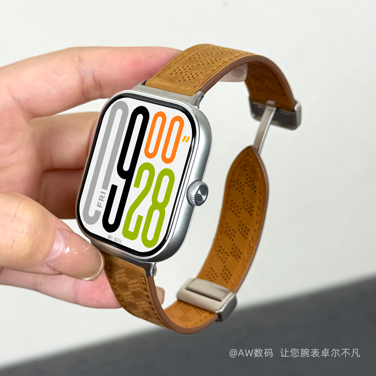 适用红米手表5表带REDMI Watch4透气真皮磁吸扣表带男运动REDMI Watch5夏天透气腕带小米手环9Pro/8Pro手表带