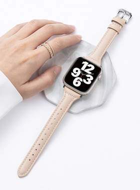适用iwatch9表带applewatch手表带皮iphonewatch苹果手表watchs7/6/se皮表带夏天高级感iwatchs8真皮女s7s8s9