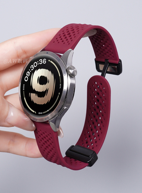 适用oppoWatchS手表x2表带watchx洞洞硅胶透气新款Watchx2mini2男款磁吸扣X3/2/1代onepluse一加手表替换腕带