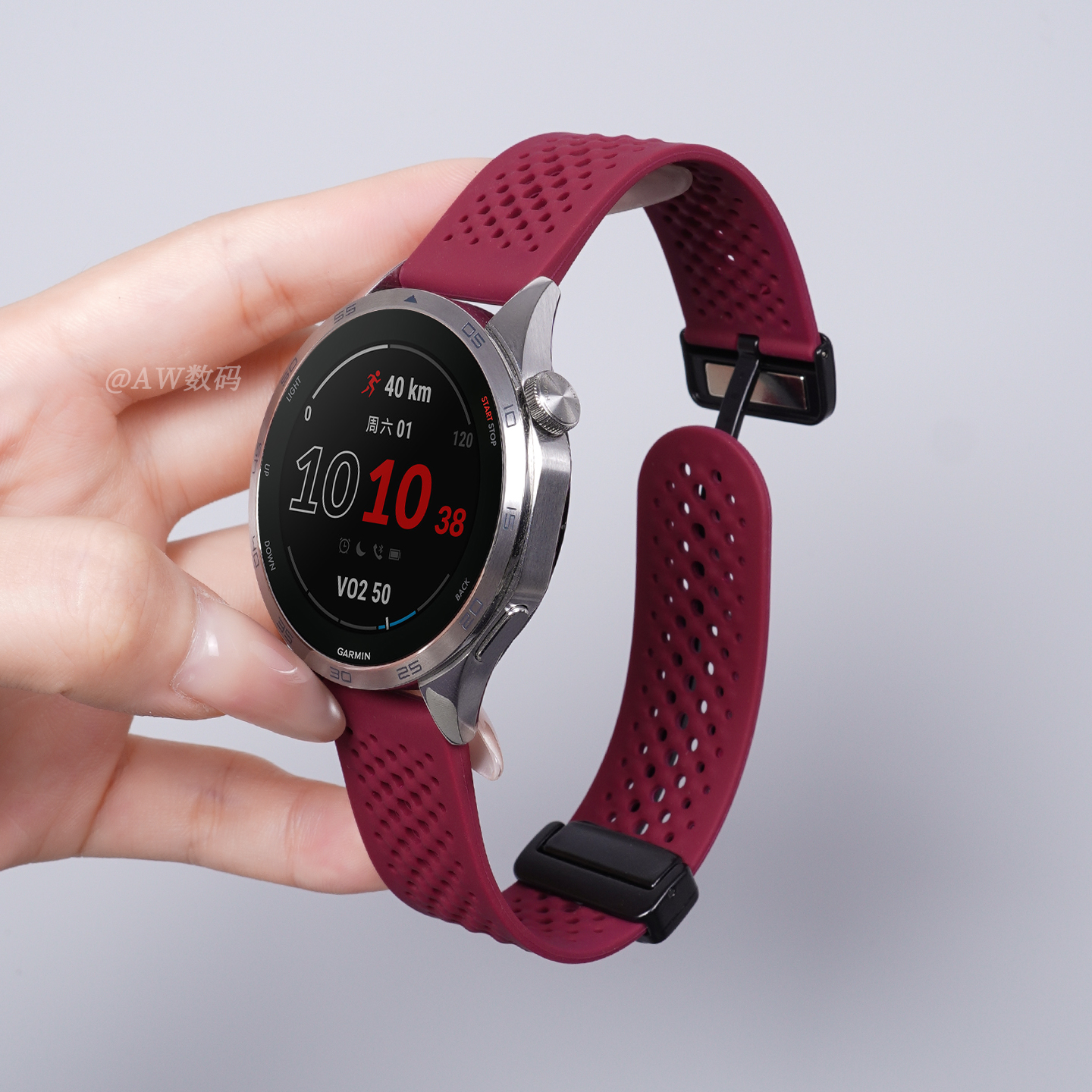 适用佳明255表带网孔硅胶透气