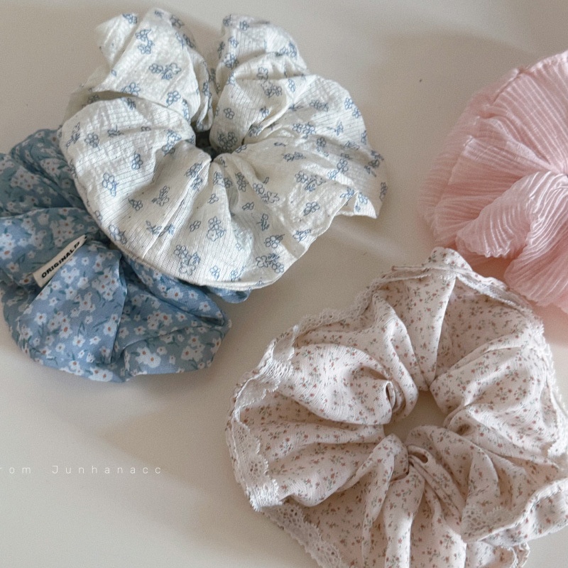 淡淡的蓝灰色清新俏皮小雏菊头花丸子头马尾洋气发圈大肠圈发圈