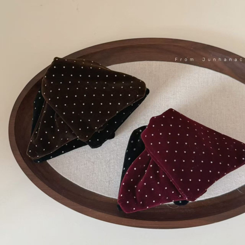 复古赫本风拼色红丝绒三角抓夹女新款高级感后脑勺盘发夹半扎发夹