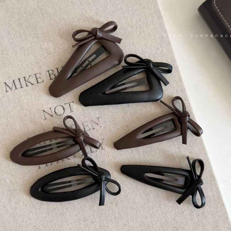 美高学妹棕色蝴蝶结发夹bb夹刘海夹基础边夹高级感碎发卡