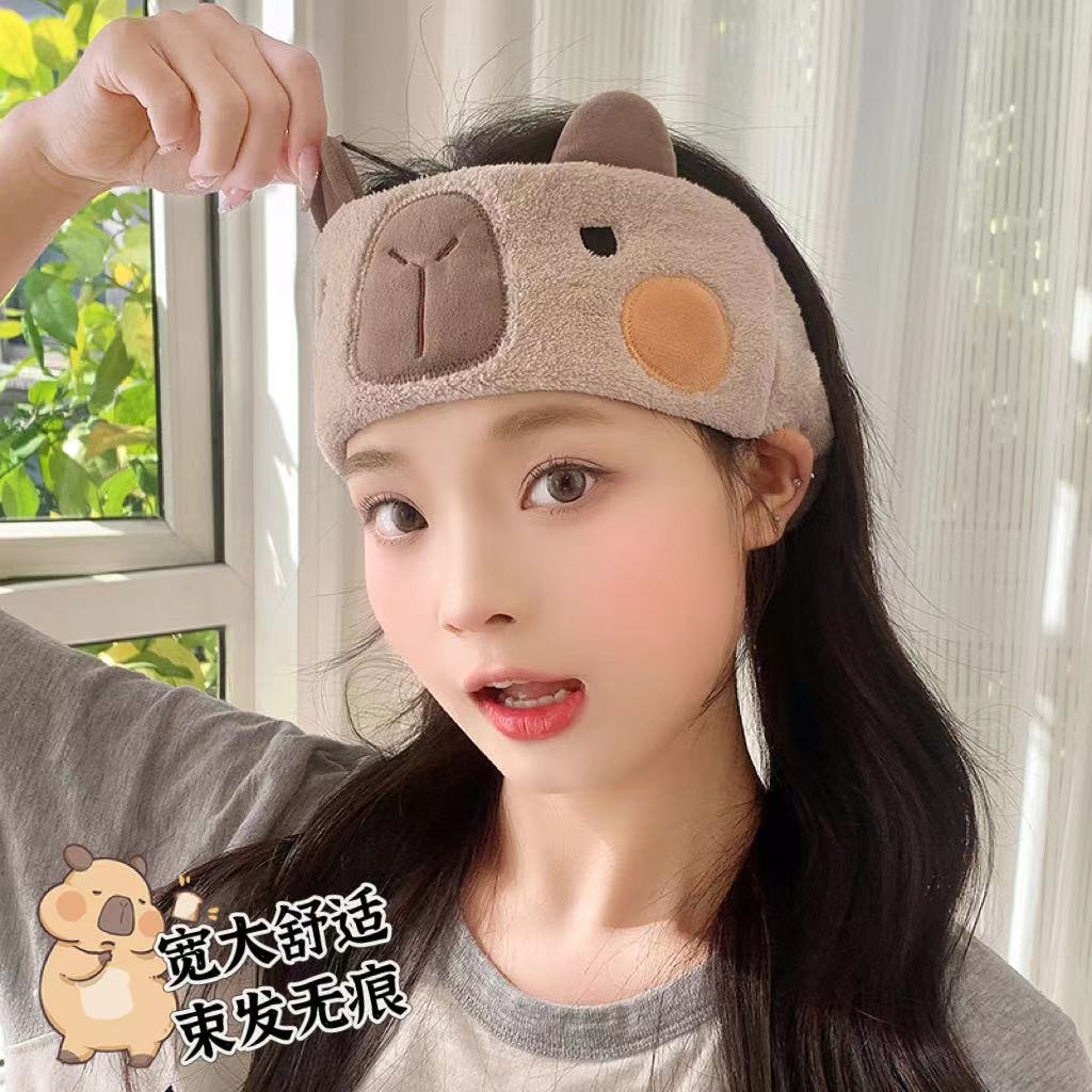 可爱水豚洗脸发箍女秋冬束发带洗脸发带头箍化妆敷面膜专用头饰