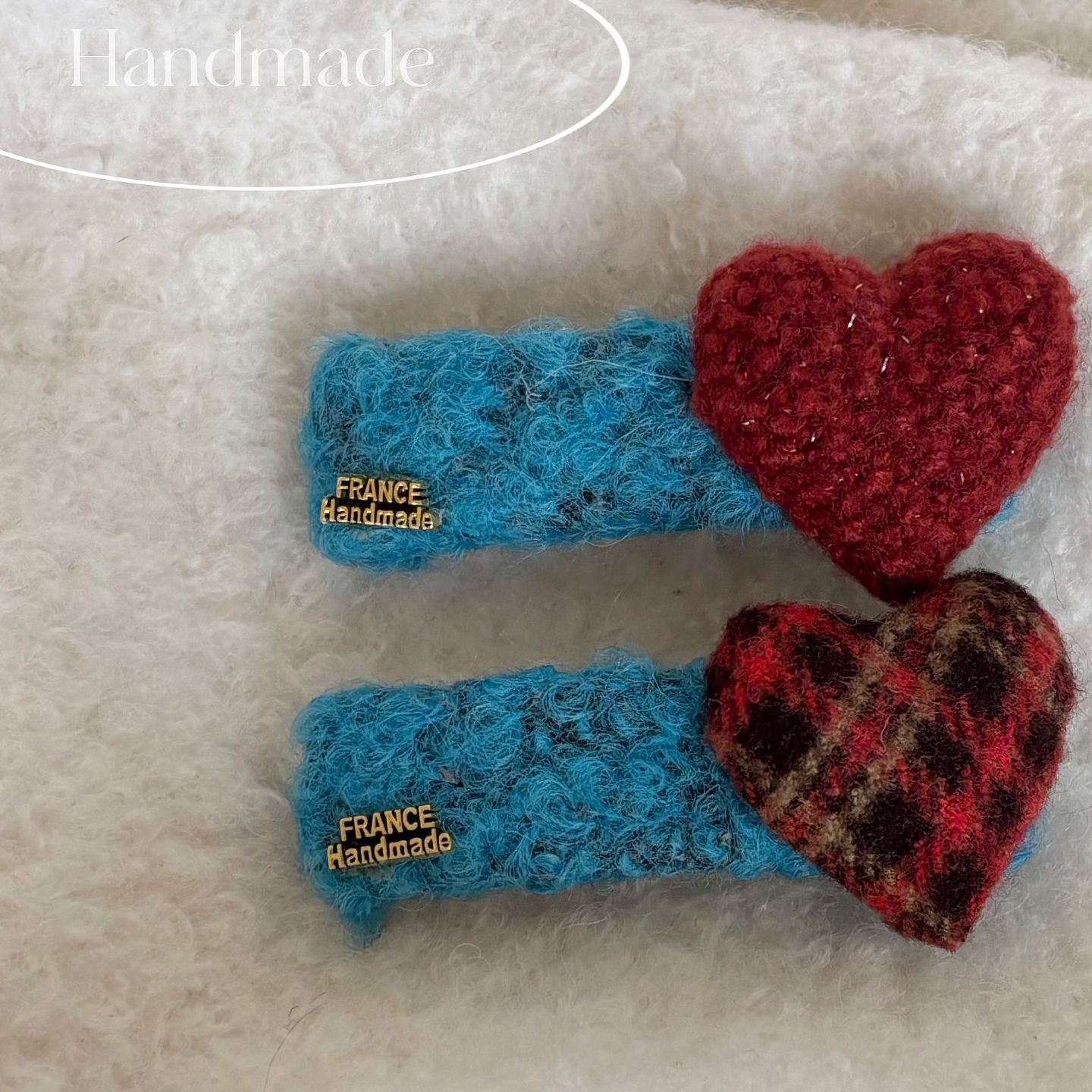 复古红色格子爱心发夹撞色发夹小众ins设计时髦不撞款边夹刘海夹