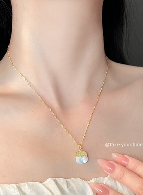 厚镀18K真金保色几乎不褪色贝壳项链时尚高级感轻奢风锁骨链工厂