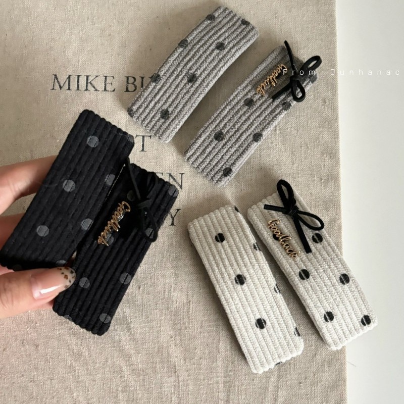 丝绒法式波点发夹蝴蝶结字母侧边夹刘海碎发夹发卡子头饰