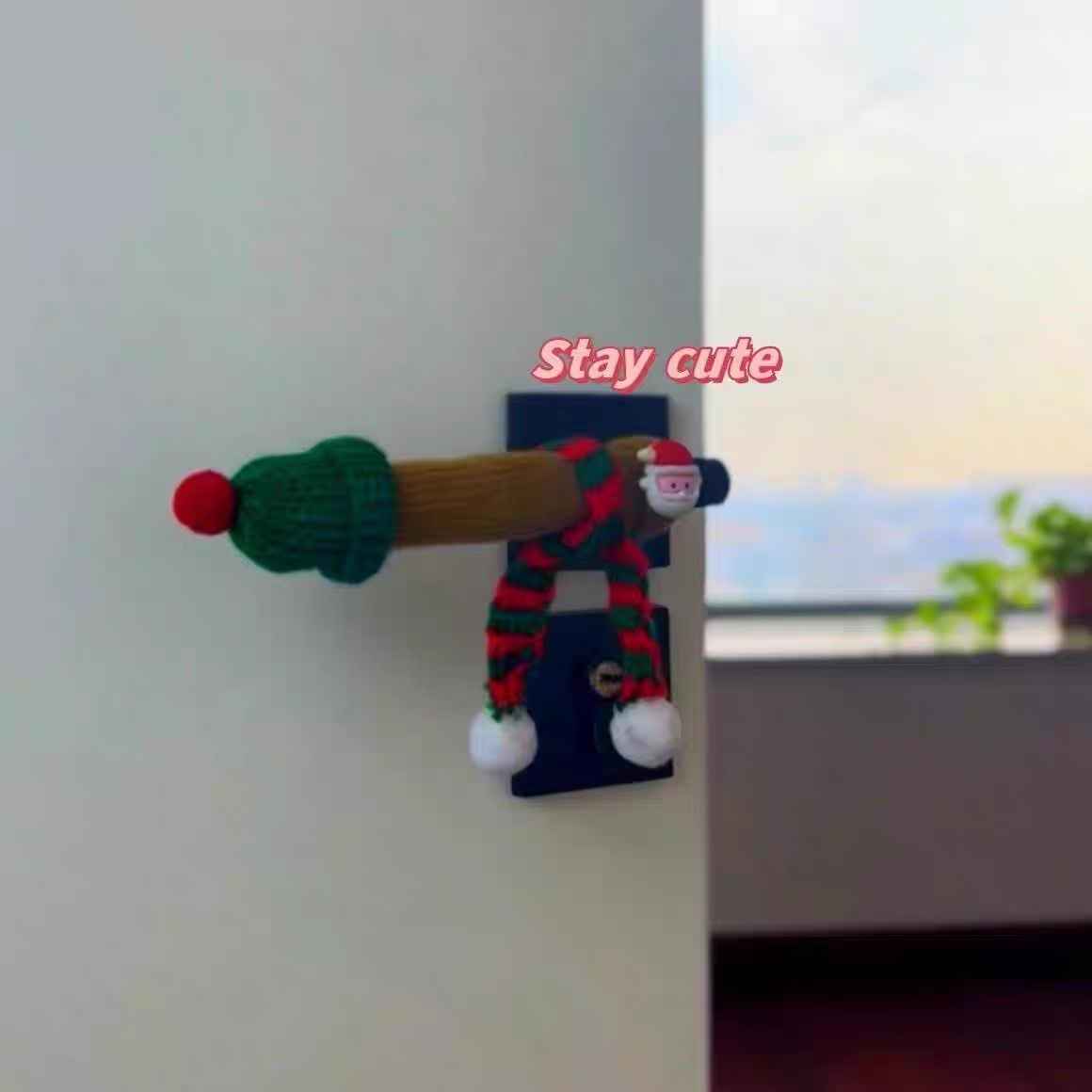 圣诞老人的门把手保护套圣诞帽防静电保暖房间儿童房门把手护套