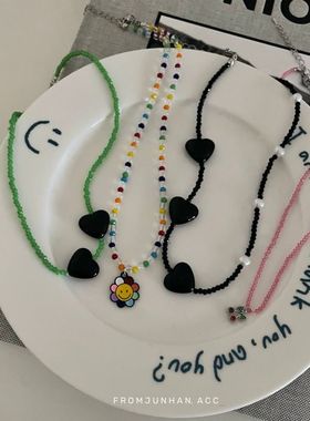 花朵樱桃合金珠子外出链项饰彩色