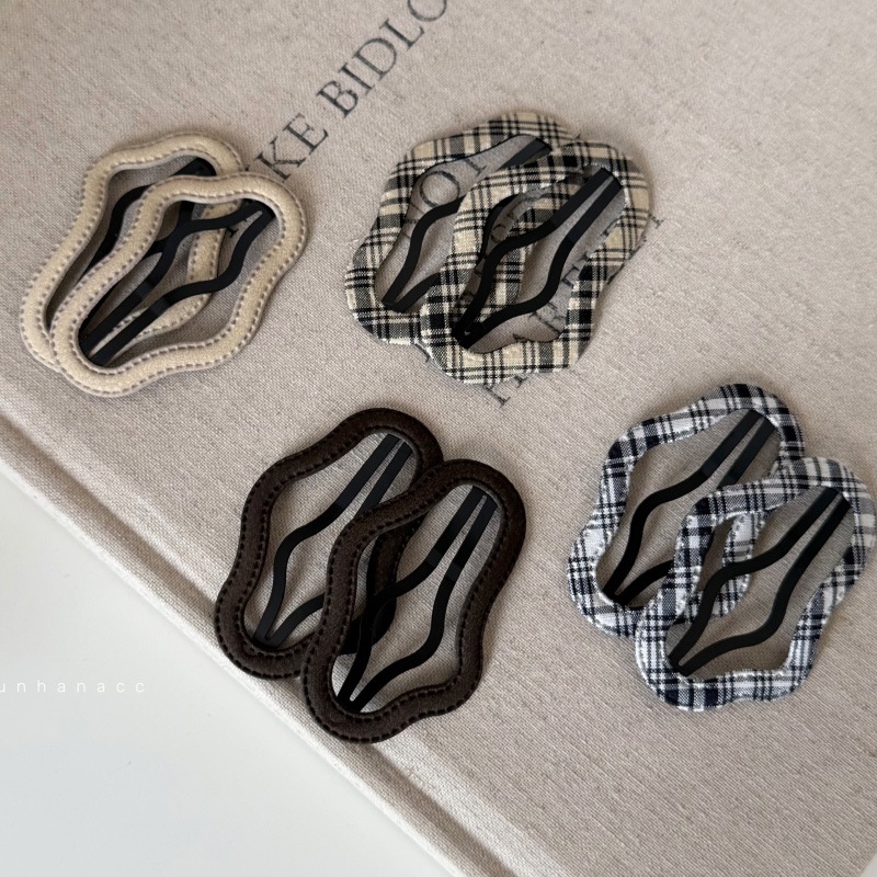 美式甜心学院风风格纹布艺发夹BB夹韩系少女时尚边夹发卡
