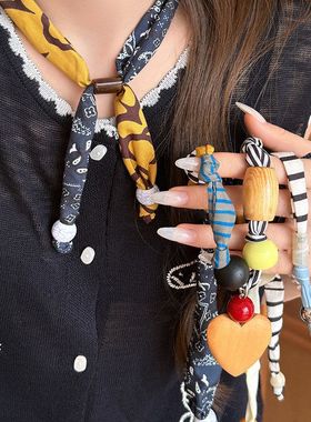 链女款布艺拼接趣味多层手链锁骨