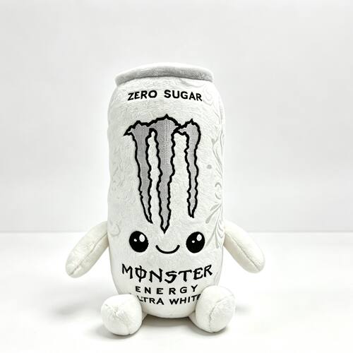 跨境新品加厚短绒玩偶白色魔爪毛绒玩偶能量饮料罐子22cm潮玩公仔