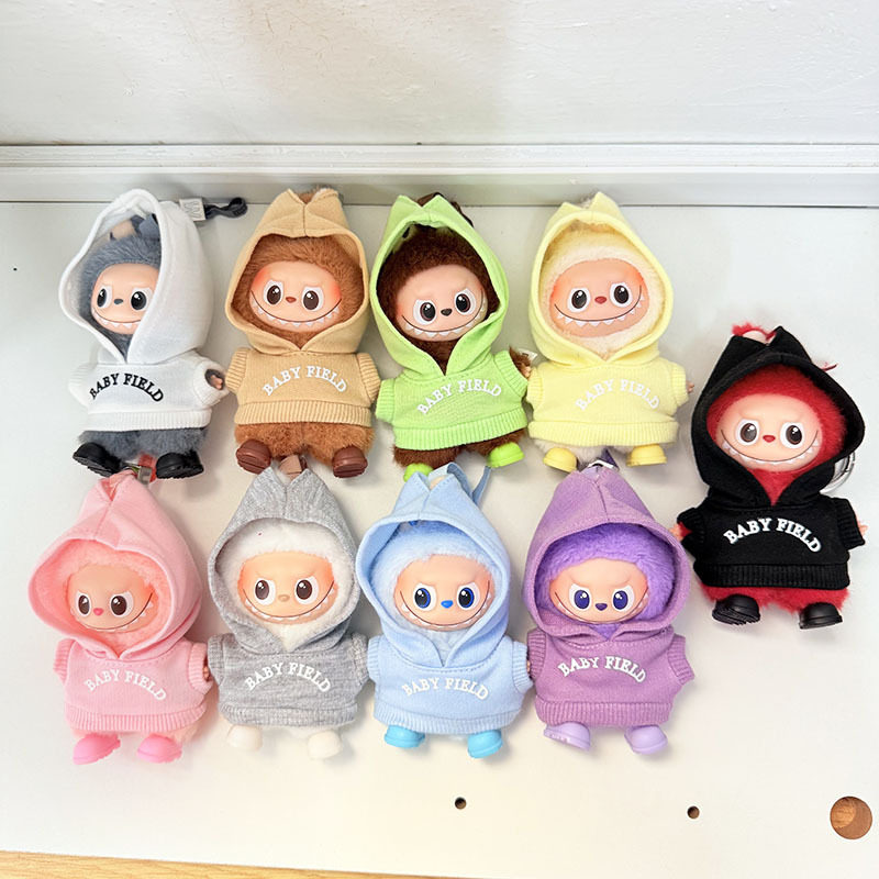 LABUBU4.0心底密码搪胶毛绒挂件小鼻噶公仔衣服baby连帽卫衣潮酷图片