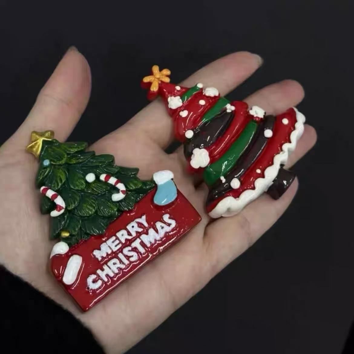 圣诞节圣诞树冰箱贴磁贴创意可爱氛围装饰留言帖入户门贴立体卡通