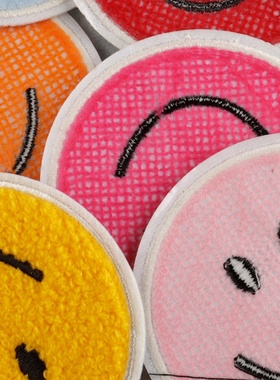 电脑绣花服装辅料diy配饰刺绣毛巾绣笑脸补丁chenille patch布贴