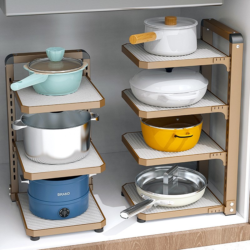 厨房置物架水槽置物架锅架子置物架不锈碳钢置物架多层可调节锅架