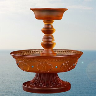 藏式古法琉璃供护法杯密宗法器修行供水杯琉璃八吉祥酒杯家用摆件