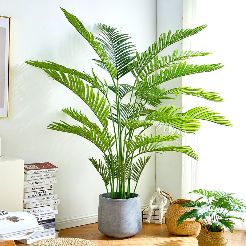大型北欧仿真植物落地凤尾葵简约装饰假花盆栽室内散尾葵绿植摆件