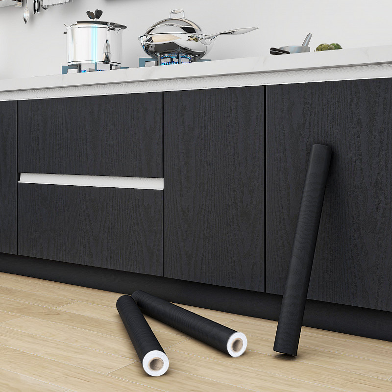 木纹整体橱柜门翻新贴纸自粘厨房防水防潮衣柜子桌子台面加厚改色