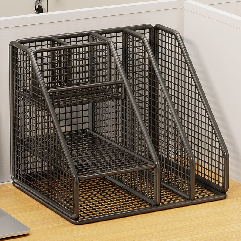 金属立式文件框大容量文件夹收纳架办公室桌面置物架文件收纳盒办